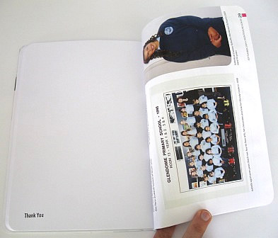 An inside view of the sewn notebooks made for the MANZ conference in Tauranga, NZ